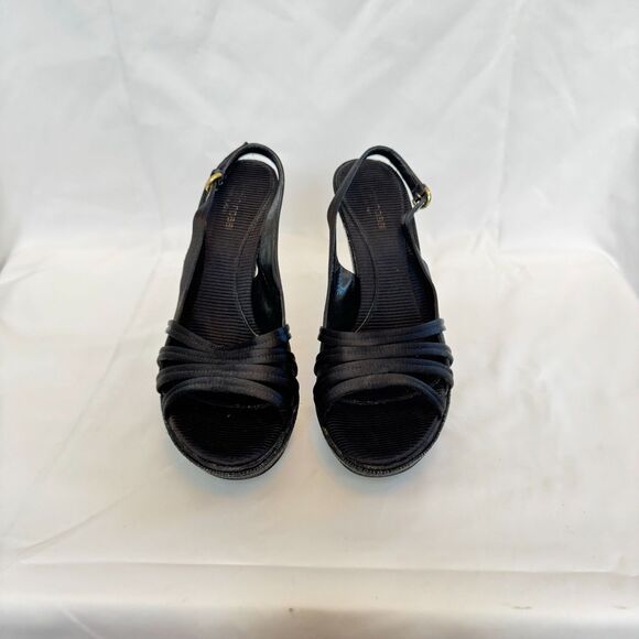 Sergio Rossi Women's Black Beaded Platform Slingback Heels Size 39.5 US 9.5 - Picture 4 of 8